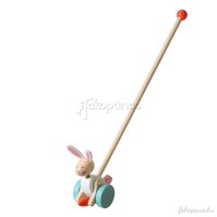 Drevená hračka na paličke zajčik